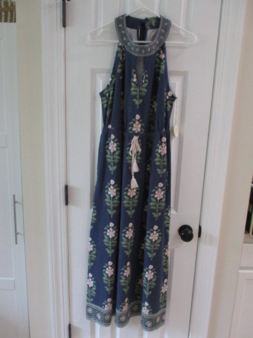 Spartina 449 Navy Floral Maxi Dress Womens Large NWT - Picture 2 of 14